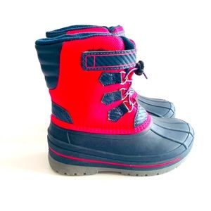 Girl's Size 12 Wonder Nation Insulated Fleece Lined Winter Snow Boots Pink/Navy